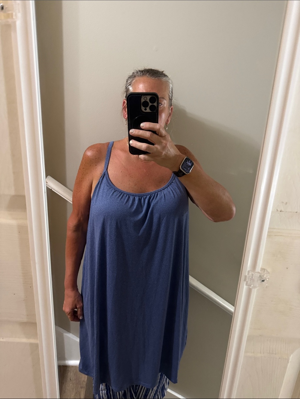 32 Degrees COOL XXL Blue Cami Dress Built-In Padded Bra Sleeveless Stretch